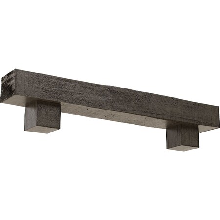 Ekena Millwork Kit w/ Alamo Corbels, Burnished Honey Dew, 4"H x 4"D x 36"W Rough Cedar Faux Wood Fireplace ManteL MANURC04X04X36AOBD